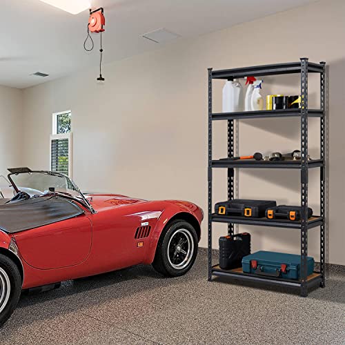 Topeakmart Storage Shelves 5 Tier Adjustable Metal Shelving Unit Utility Shelves Garage Storage Racks for Warehouse Garage Pantry Kitchen- Black, 29.5 x 12 x 60 Inch