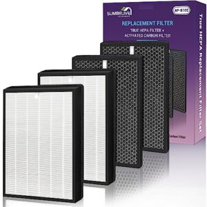 ap-b102 replacement filter set fits for alexapure air purifier ap-b102 and 3049, 2 true hepa (h13) filters (part # ap-b103) + 2 activated carbon filters (part # ap-b104)