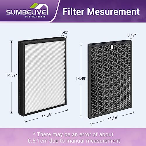AP-B102 Replacement Filter Set Fits for Alexapure Air Purifier AP-B102 and 3049, 2 True HEPA (H13) Filters (Part # AP-B103) + 2 Activated Carbon Filters (Part # AP-B104)