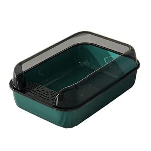 qianly cat litter box,cat toilet,detachable, anti splash,easy to clean, stain resistant scatter shield kitty litter pan cat litter tray kitty, green