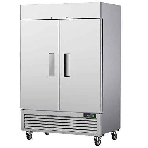 COTLIN 54" Commercial Refrigerators 2 Door Stainless Steel Reach in Refrigerator, 49 Cu.Ft Air Cooler Bottom Mount Commercial Fridge with 8 Shelves for Restaurant Kitchen Cafe Garage, ETL NSF Approved