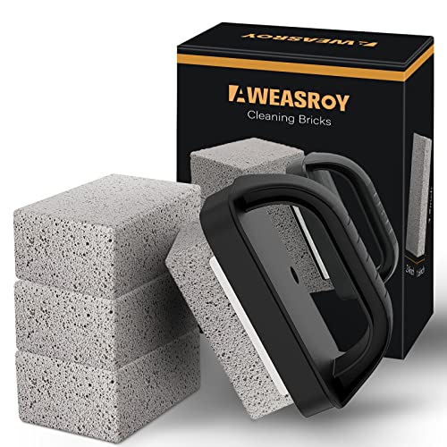 Wzporzst Heavy Duty Grill Griddle Cleaning Brick Block, Pumice Griddle Cleaning Stone Removing Stains for BBQ, Swimming Pool, Sink(4 Pack with Handle)