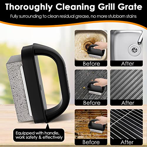Wzporzst Heavy Duty Grill Griddle Cleaning Brick Block, Pumice Griddle Cleaning Stone Removing Stains for BBQ, Swimming Pool, Sink(4 Pack with Handle)