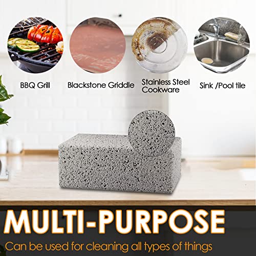 Wzporzst Heavy Duty Grill Griddle Cleaning Brick Block, Pumice Griddle Cleaning Stone Removing Stains for BBQ, Swimming Pool, Sink(4 Pack with Handle)