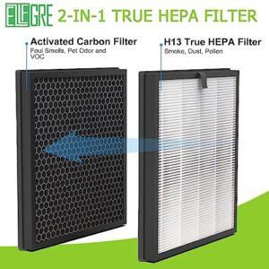 EzLfGre HY4866 Replacement Filter Fit for MORENTO HY4866 Air Purifier, H13 True HEPA, 2 Pack