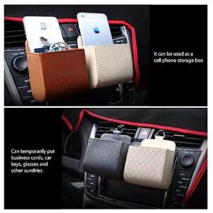 Fogfar 1 PC Car Air Vent Storage Bag, Car Leather Multi-Functional Box, Used for Mobile Phones, Key Racks, Sunglasses Storage Boxes, Suitable for Most Cars (Black)