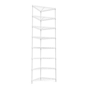 pouseayar 8 tier nsf metal corner shelf wire shelving unit, 400lbs capacity heavy duty adjustable storage rack (no shelf liners) for every room corner, 82" h x 20" l x 20" d - white