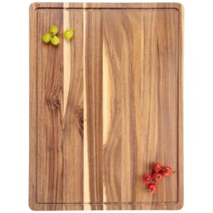 extra large acacia wood cutting board, 24x18 inch large butcher block chopping board with handle and juice groove, carving board for turkey, meat, vegetables, bbq