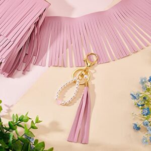 PH PandaHall 2 Yards Leather Fringe Trim, 4 Inch PU Leather Tassels Pink Tassel Trim DIY Dance Skirt Tassel Fringe Wrap Cover for Clothes Dress DIY Lamp Shade Bag Sewing Craft Embellishment