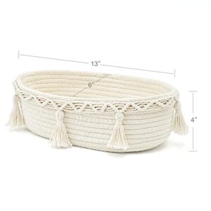 Mkono Macrame Storage Basket for Toilet Tank Top Boho Bathroom Decor and Woven Toilet Paper Holder Boho Basket for Toilet Paper Storage