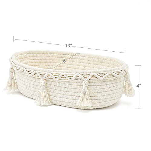 Mkono Macrame Storage Basket for Toilet Tank Top Boho Bathroom Decor and Woven Toilet Paper Holder Boho Basket for Toilet Paper Storage