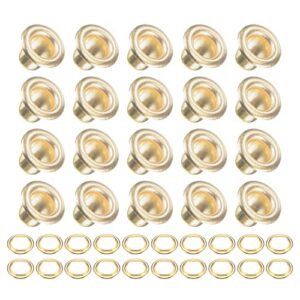 metallixity eyelets with washers (6 x 3 x 4mm) 200pack, copper grommet kit chrome plated - for leather canvas clothes diy crafts making, gold tone