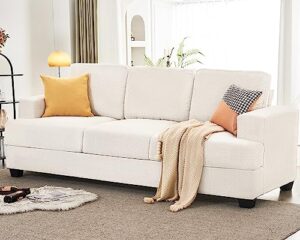 vanacc sofa, comfy sofa couch with extra deep seats, modern sofa- 3 seater sofa, couch for living room apartment lounge, beige chenille