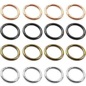 jomevia spring o rings, 3/4 inch alloy trigger round carabiner clip snap buckles for keyrings buckle, bags,purses（assorted color, 16 pcs