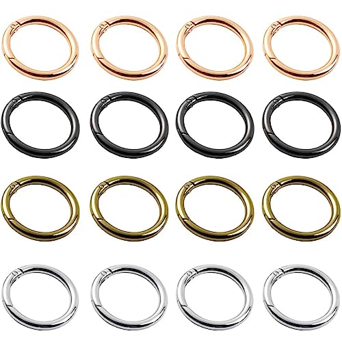 Jomevia Spring O Rings, 3/4 inch Alloy Trigger Round Carabiner Clip Snap Buckles for Keyrings Buckle, Bags,Purses（Assorted Color, 16 pcs
