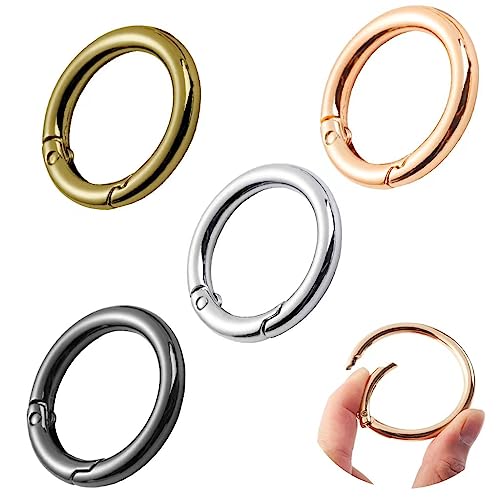 Jomevia Spring O Rings, 3/4 inch Alloy Trigger Round Carabiner Clip Snap Buckles for Keyrings Buckle, Bags,Purses（Assorted Color, 16 pcs