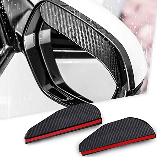 JDDRY 2PCS Rear View Mirror Visor,Carbon Fiber Mirror Rain Visor,Universal Car Rear View Mirror Rain Cover,Universal Eyebrow Cover for Cars/Truck/SUV(Carbon Fiber,2PCS)