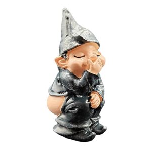 Wsmart Garden gnome Funny Statue Outdoor Naughty Figurines Yard Lawn Porch Decoration Summer go Away gnome Novelty Gift (Resin Grey)