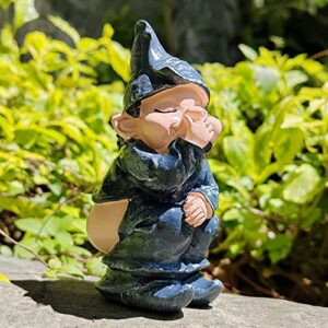 Wsmart Garden gnome Funny Statue Outdoor Naughty Figurines Yard Lawn Porch Decoration Summer go Away gnome Novelty Gift (Resin Grey)