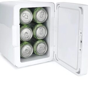 PERSONAL CHILLER Portable Mini Fridge Cooler and Warmer, 4 Liter Capacity Chills Six 12 oz Cans, Snacks, and Skincare Products, 100% Freon-Free, Marble Door