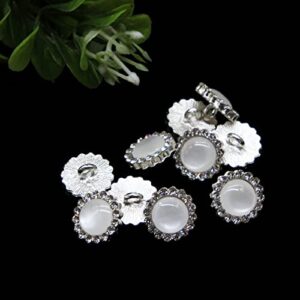 leekayer gemstone buttons10 pieces pearl buttons for sweaters, coat buttons 11.5mm silver glass diamond buttons for hat bag decoration buttons bulk
