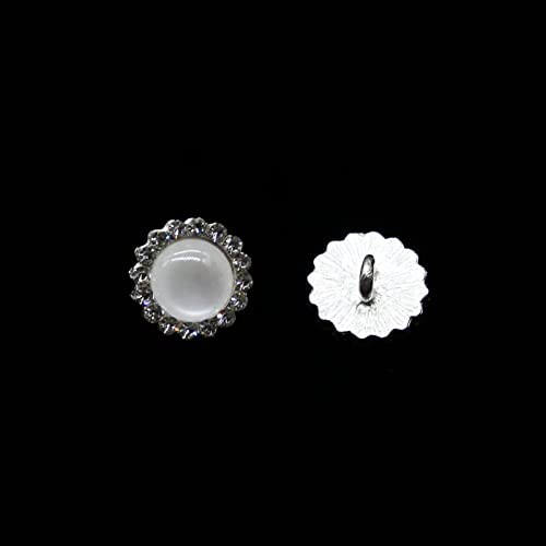 Leekayer Gemstone Buttons10 Pieces Pearl Buttons for Sweaters, Coat Buttons 11.5mm Silver Glass Diamond Buttons for Hat Bag Decoration Buttons Bulk