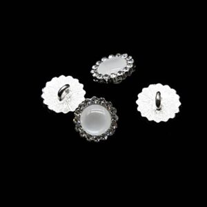 Leekayer Gemstone Buttons10 Pieces Pearl Buttons for Sweaters, Coat Buttons 11.5mm Silver Glass Diamond Buttons for Hat Bag Decoration Buttons Bulk