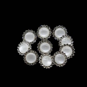 Leekayer Gemstone Buttons10 Pieces Pearl Buttons for Sweaters, Coat Buttons 11.5mm Silver Glass Diamond Buttons for Hat Bag Decoration Buttons Bulk