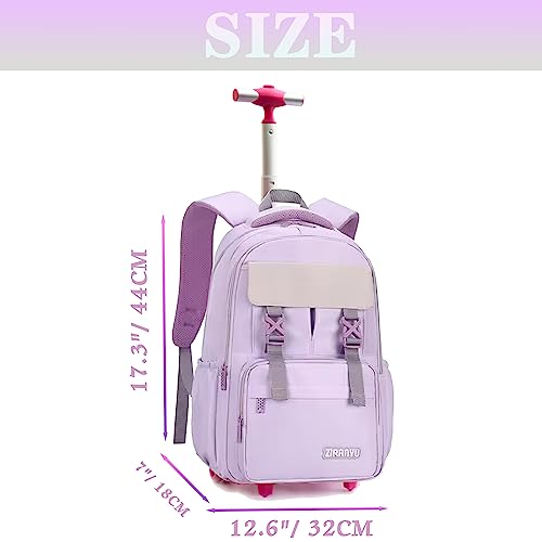 HTgroce Rolling Backpack for Girls Kids Roller Backpacks with Wheels Wheeled Suitcase Trolley Trip Luggage for Elementary Kindergarten Student