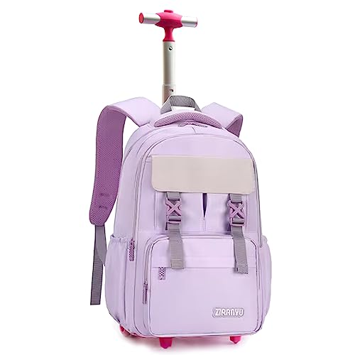 HTgroce Rolling Backpack for Girls Kids Roller Backpacks with Wheels Wheeled Suitcase Trolley Trip Luggage for Elementary Kindergarten Student