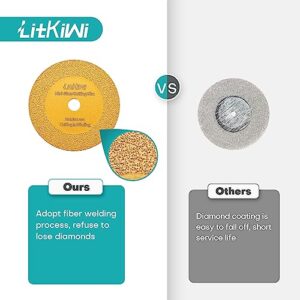 LitKiwi Mini Glasses Cutting Disc,1mm Ultra-Thin Diamond Cutting Blade Wheel,with 2PCS 1/4"Hex Shank,for Cutting Glass, Jade, Crystal, Ceramics and etc.