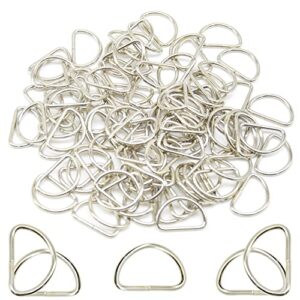 hocansen 100 pieces d rings 15mm metal d ring buckle clips sewing accessories for hand diy hardware bags （15mm/d）
