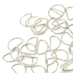 Hocansen 100 Pieces D Rings 15mm Metal D Ring Buckle Clips Sewing Accessories for Hand DIY Hardware Bags （15mm/D）