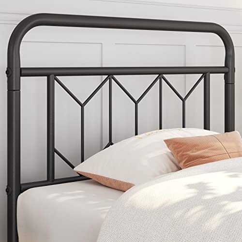 Yaheetech Metal Platform Bed Frame Mattress Foundation with Diamond Pattern Headboard/Footboard/Heavy Duty Steel Slat Support/Under Bed Storage/No Box Spring Needed/Twin Size Black