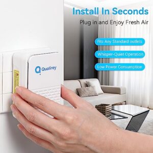 Qualirey Plug in Air Ionizer Purifier for Home with 2 Pcs Carbon Air Filter, 2 in 1 Portable Negative Ion Generator, Electric Air Freshener for Small Room and Kitchen, Helps with Dust, Germs, Odors