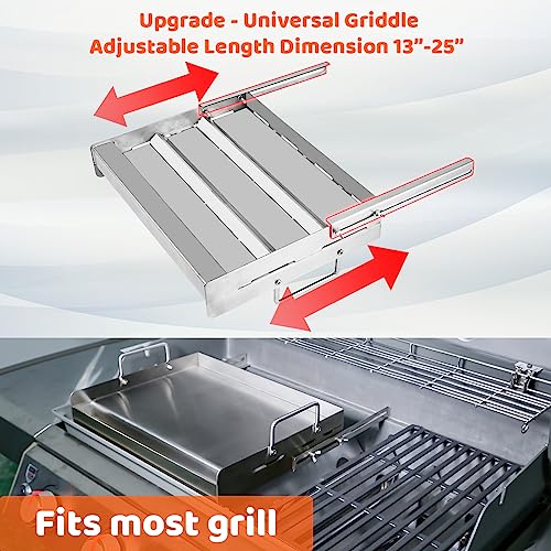 Uniflasy Universal 304 Stainless Steel Griddle Top for Gas Grill, Flat Top Plate 17" x13” for Weber Nexgrill Charbroil Kenmore Cuisinart, Dynaglo and Gas Stove/Charcoal Electric Grill,BBQ Griddle
