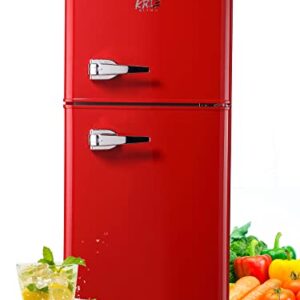 KRIB BLING Compact Refrigerators with Freezer, Mini Fridge with 7 Level Temp Adjustable Thermostat, Small Fridge for Apartment, Office, Basement, Red