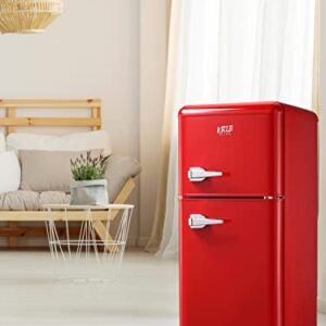 KRIB BLING Compact Refrigerators with Freezer, Mini Fridge with 7 Level Temp Adjustable Thermostat, Small Fridge for Apartment, Office, Basement, Red