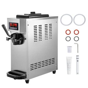 commercial ice cream maker single flavor commercial ice cream machine 4.7-5.3 gal/h soft-serve ice cream maker, 1800w countertop soft serve ice cream machine, with lcd panel, stainless steel