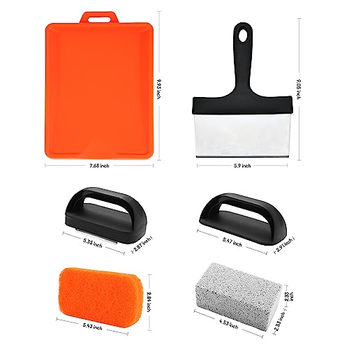 KTUOPEE Griddle Cleaning Kit for Blackstone 18 Pieces Flat Top Grill Accessories Cleaner Tool Set with Scraper, Heat-Resistant Silicone Spatula Mat with Hanger, Cleaning Brick, Scouring Pads