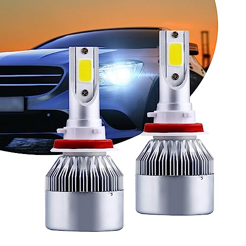 gunhunt 2 PCS H11/H8/H9 Combo LED Headlight, 6000K Cool White Car LED Headlights, Universal LED Super Bright Headlights for Car, Plug and Play (White)