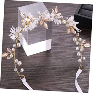 FOMIYES Headband Hair Band Flower Hair Accessories Leaf Decor Wedding Hair Accessories Preal Hair Band Leaves Headband Bride Hair Accessories Simple Flower Peal Headwear Delicate Headdress