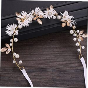 FOMIYES Headband Hair Band Flower Hair Accessories Leaf Decor Wedding Hair Accessories Preal Hair Band Leaves Headband Bride Hair Accessories Simple Flower Peal Headwear Delicate Headdress