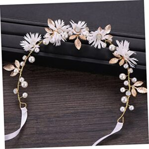 FOMIYES Headband Hair Band Flower Hair Accessories Leaf Decor Wedding Hair Accessories Preal Hair Band Leaves Headband Bride Hair Accessories Simple Flower Peal Headwear Delicate Headdress