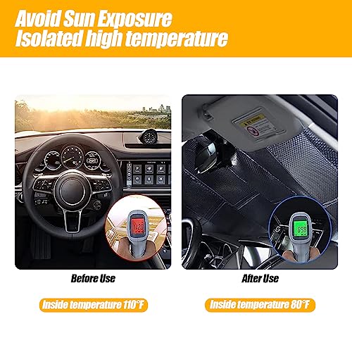 gunhunt 1 PC Car Windshield Sunshade, Silver Foldable Reflective Sun Visor, Front Window Sun Protector Cover, Sunlightproof Bubble Insulation Board, Fits Car, Small Sedan, SUV (55.1In x 27.5In)