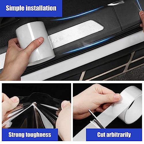 ZKFAR Pack-1 Car Door Edge Trim Protection Film, 2.75In x 32.8Ft Universal Car Door Sill Transparent Anti-Collision Protection Strip, Trunk Anti-Trampling Plate Protection Stickers (White)