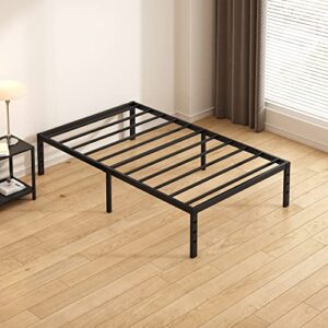 HLIPHA Twin Size Metal Platform Bed Frame with Heavy Duty Steel Slat Support,12" Height Easy Assembly Mattress Foundation,No Box Spring Needed,Black