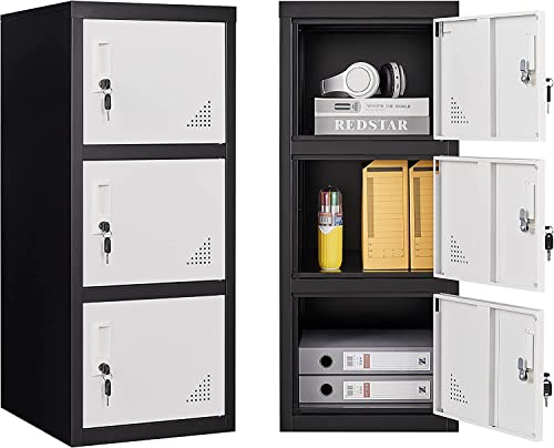 VASAAOSD Lockable Metal Lockers, Steel Office Storage with 3 Doors and Keys, and Metal Storage Cabinets for Schools, Gyms, Homes and Offices Staff Lockers (Locker-1)