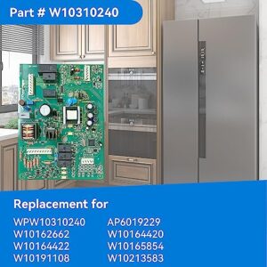 W10310240 Refrigerator Control Board Compatible With Whirlpool Jenn-Air Kenmore KitchenAid Maytag Amana Dacor Fridges, Main Control Board W10164420 W10164422 EAP11752535 PS11752535 AP6019229 1862775