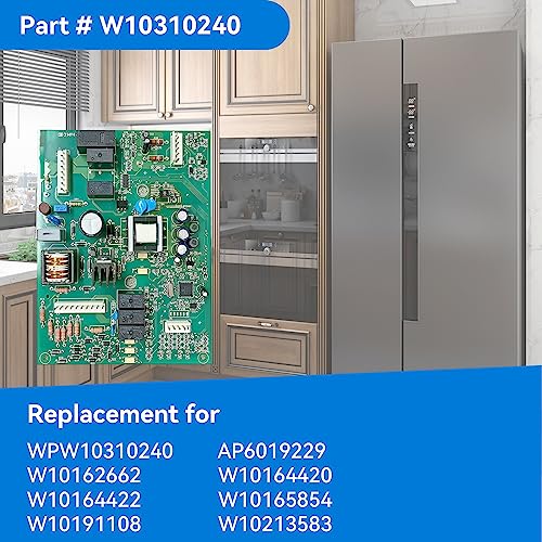 W10310240 Refrigerator Control Board Compatible With Whirlpool Jenn-Air Kenmore KitchenAid Maytag Amana Dacor Fridges, Main Control Board W10164420 W10164422 EAP11752535 PS11752535 AP6019229 1862775